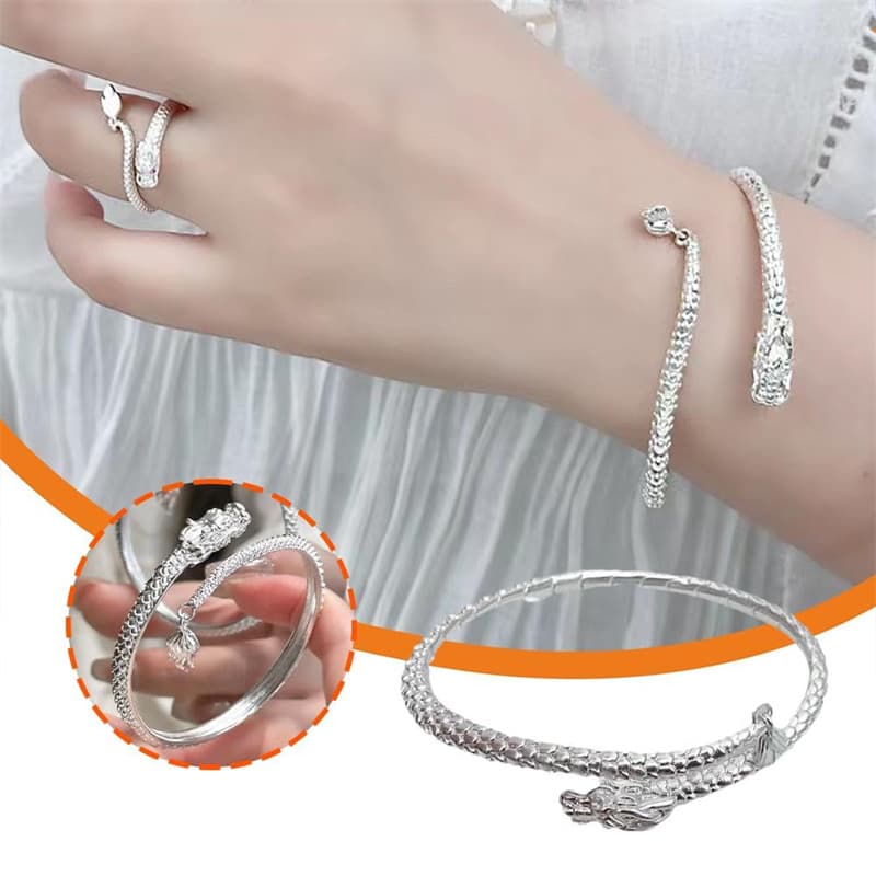 Pulsera ajustable dragón chino con cola ondulante