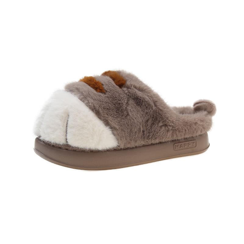 Pantuflas de felpa con diseño de pata de gato, cálidas y suaves