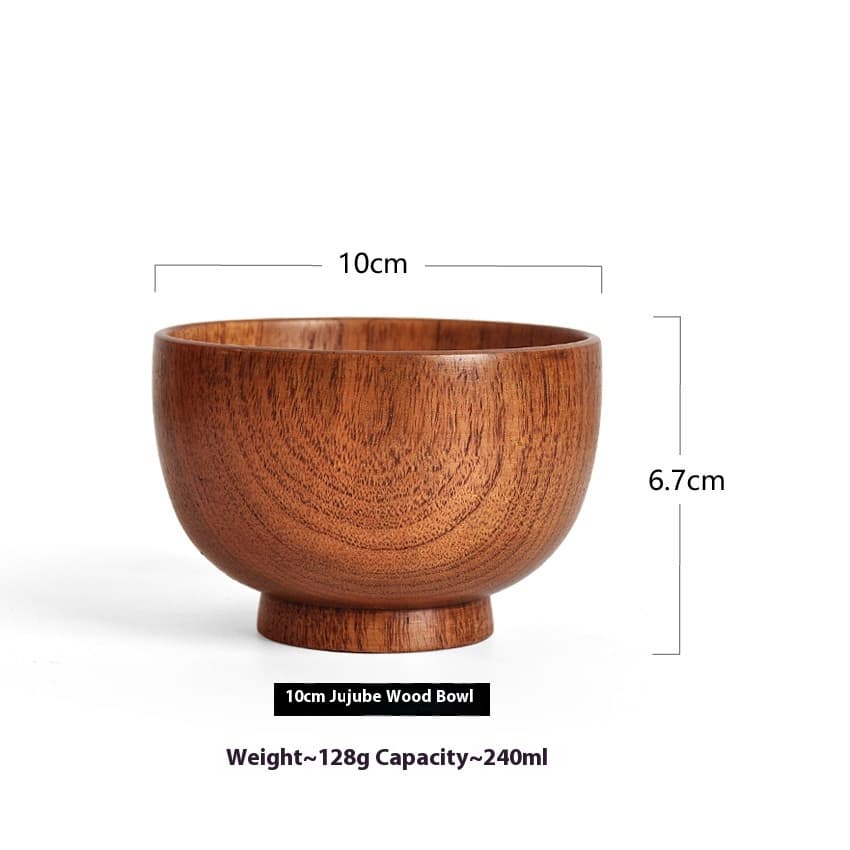 Bol de madera sólida para sopa y fideos tamaño grande y pequeño