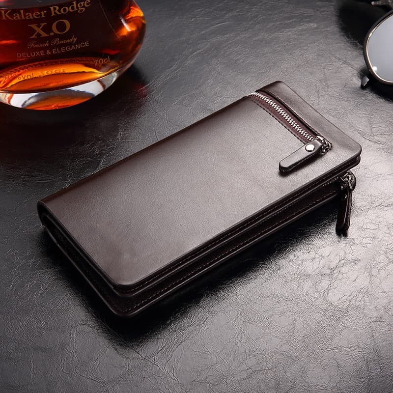 Cartera larga de gran capacidad con cremallera