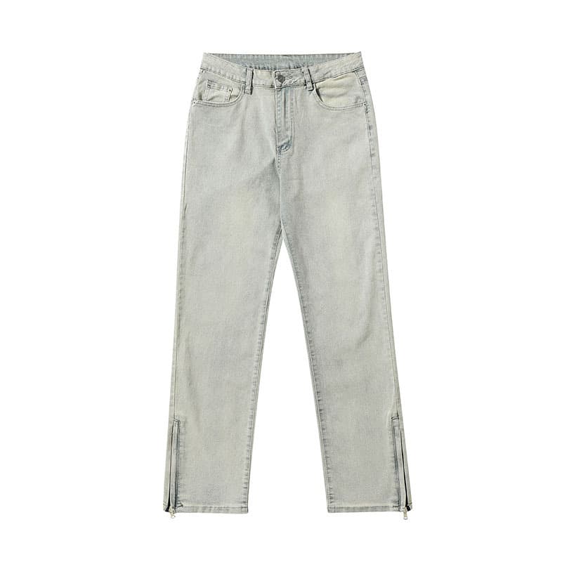 Jeans deslavado desgastado con cierre lateral