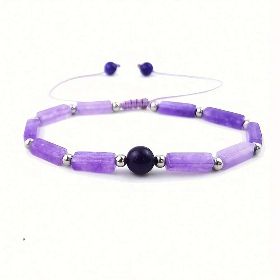Pulsera de tobillo trenzada con amatista natural