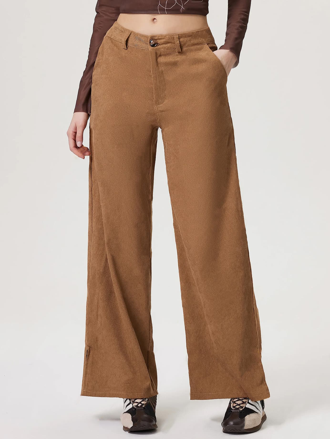 Pantalones corduroy retro de pierna ancha