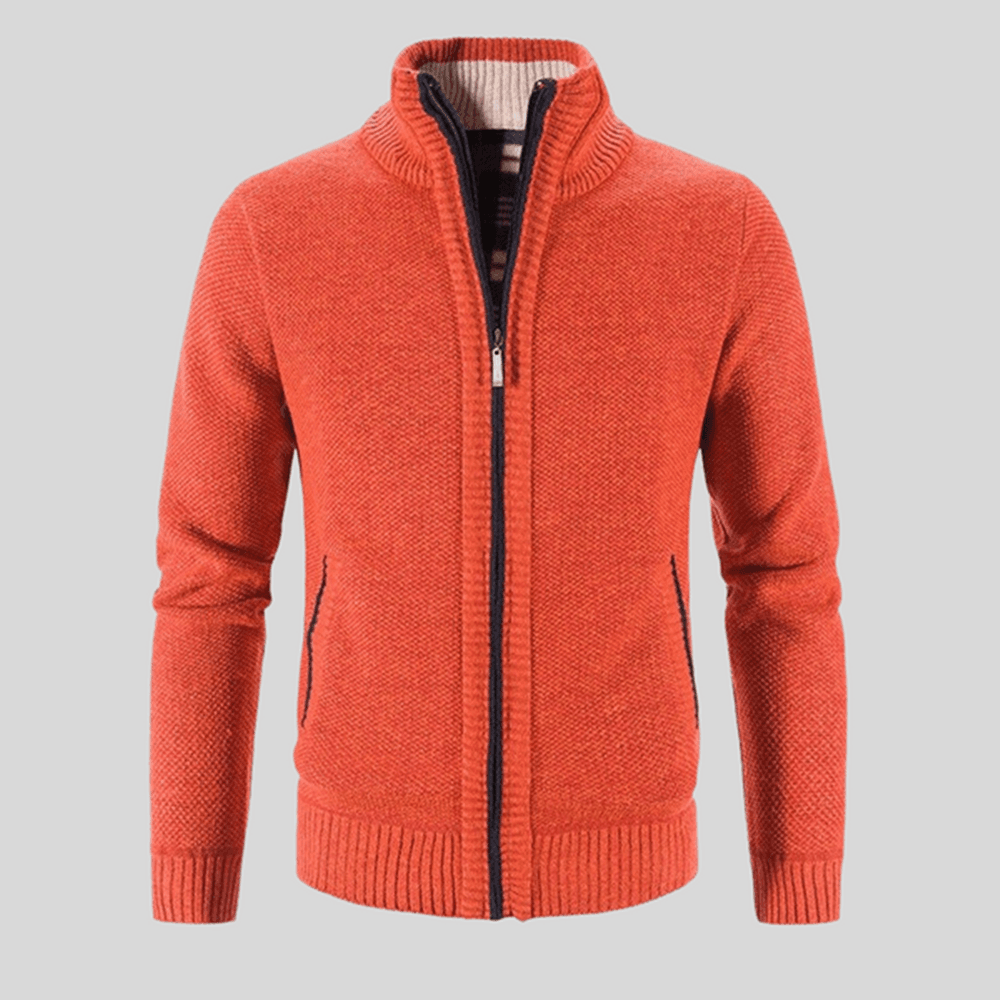 Cardigan de hombre con cuello de pie color liso