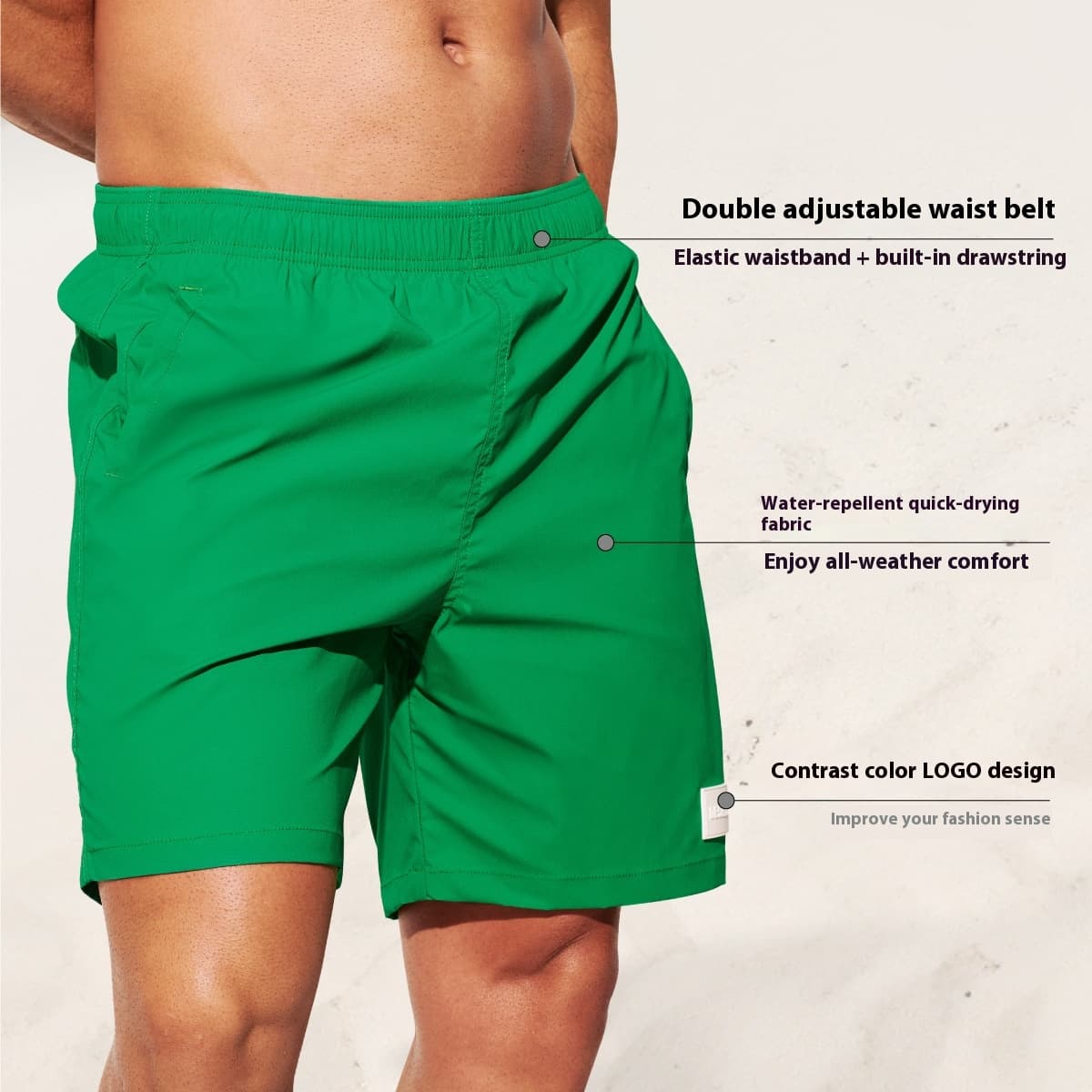 Shorts de playa secado rápido absorbentes
