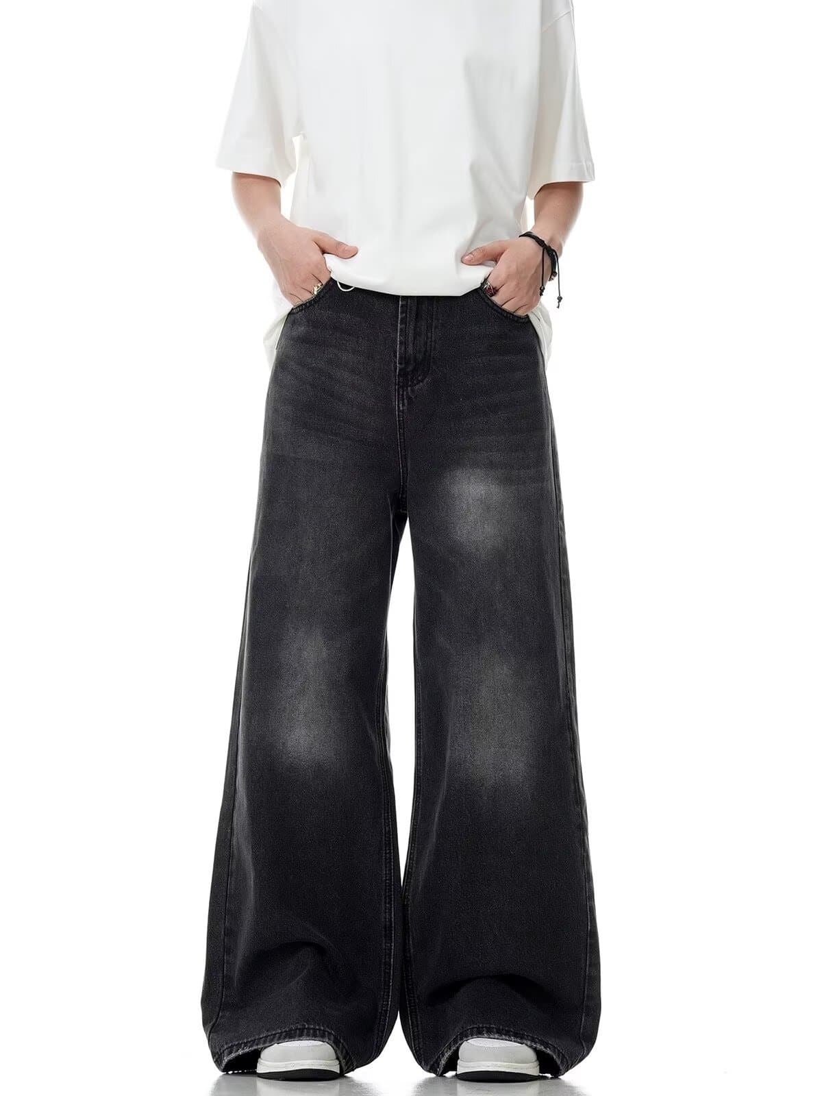 Jeans rectos vintage con efecto gastado, cintura media