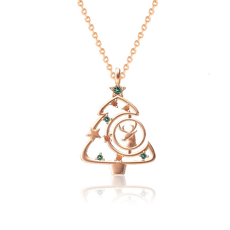 collar navideño de alce plata 925 con circón