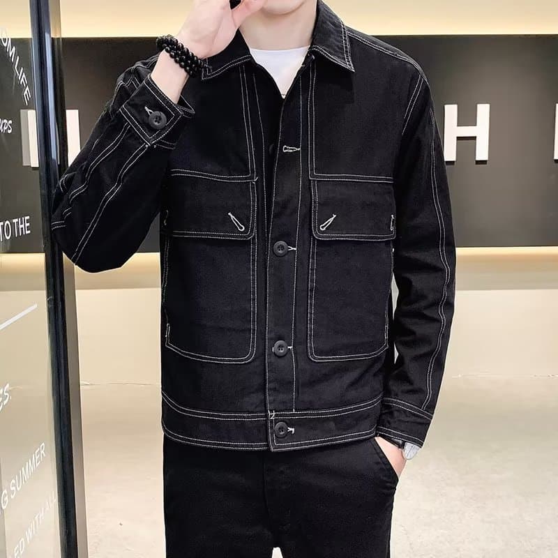 Chaqueta de mezclilla holgada estilo trendy para hombre