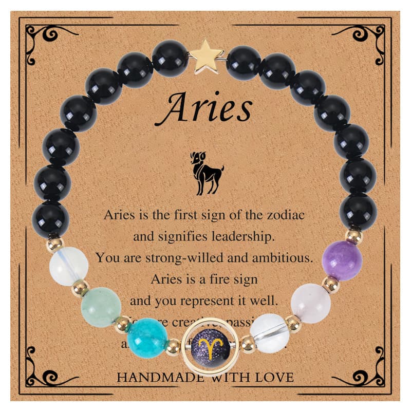 Pulsera de cristal 12 constelaciones con tarjeta