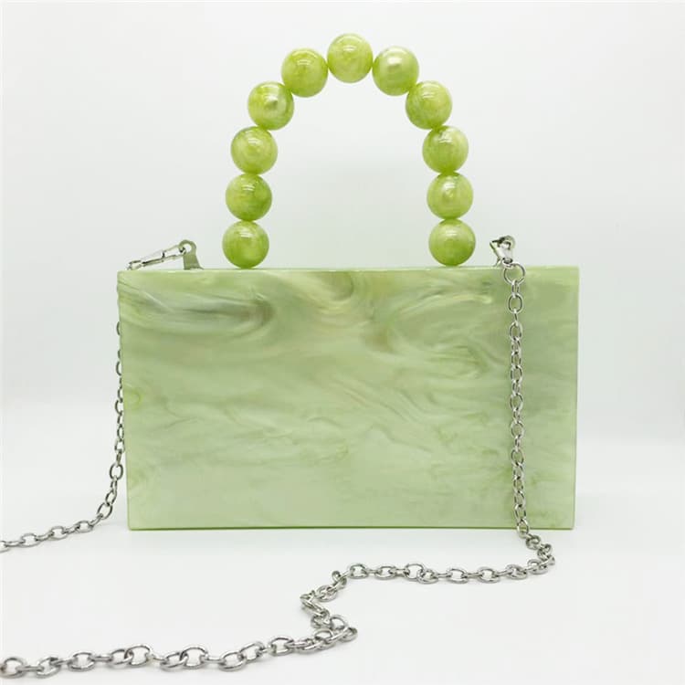 Bolsa de noche cuadrada mini con asas de perlas