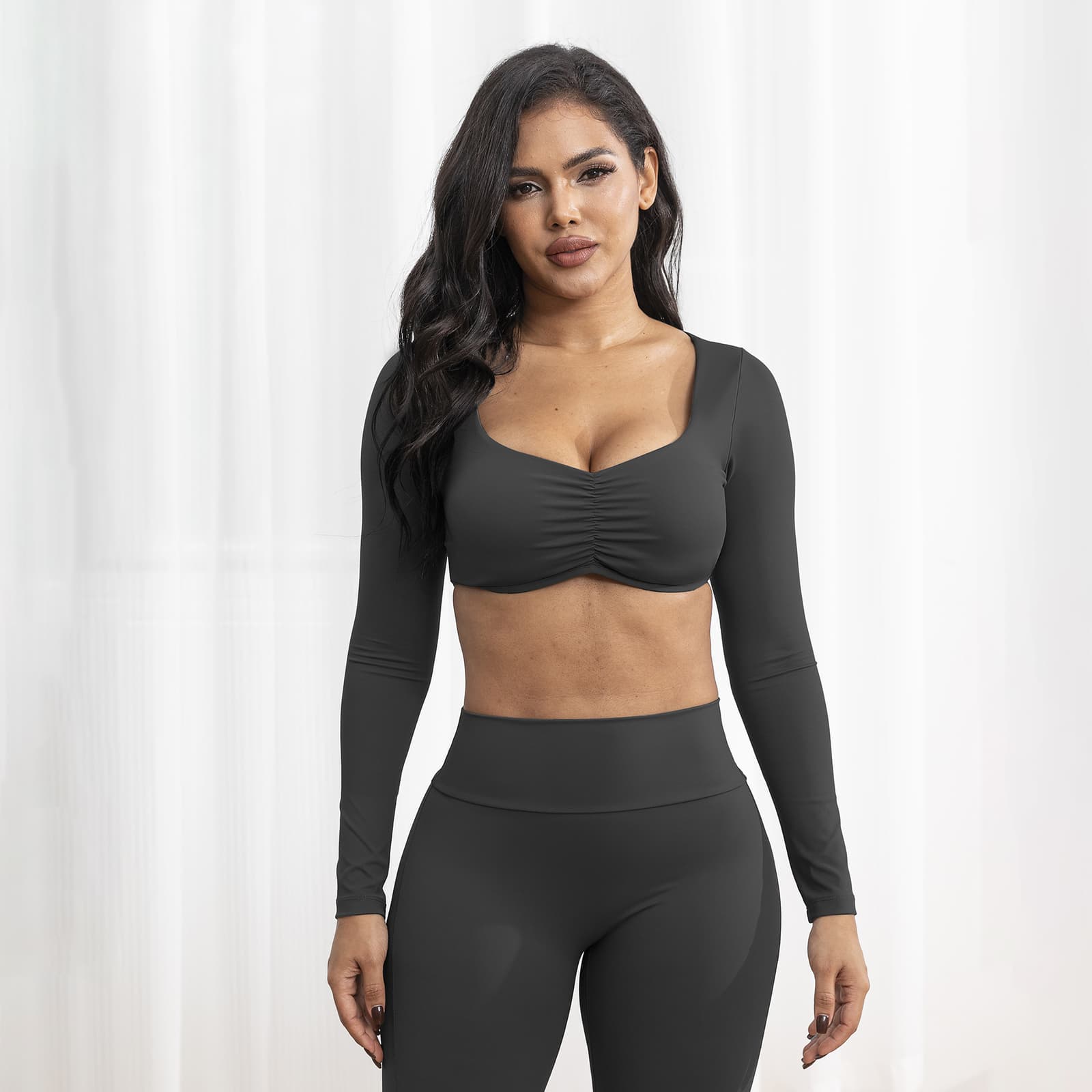 Conjunto de yoga y fitness para mujer con cintura alta