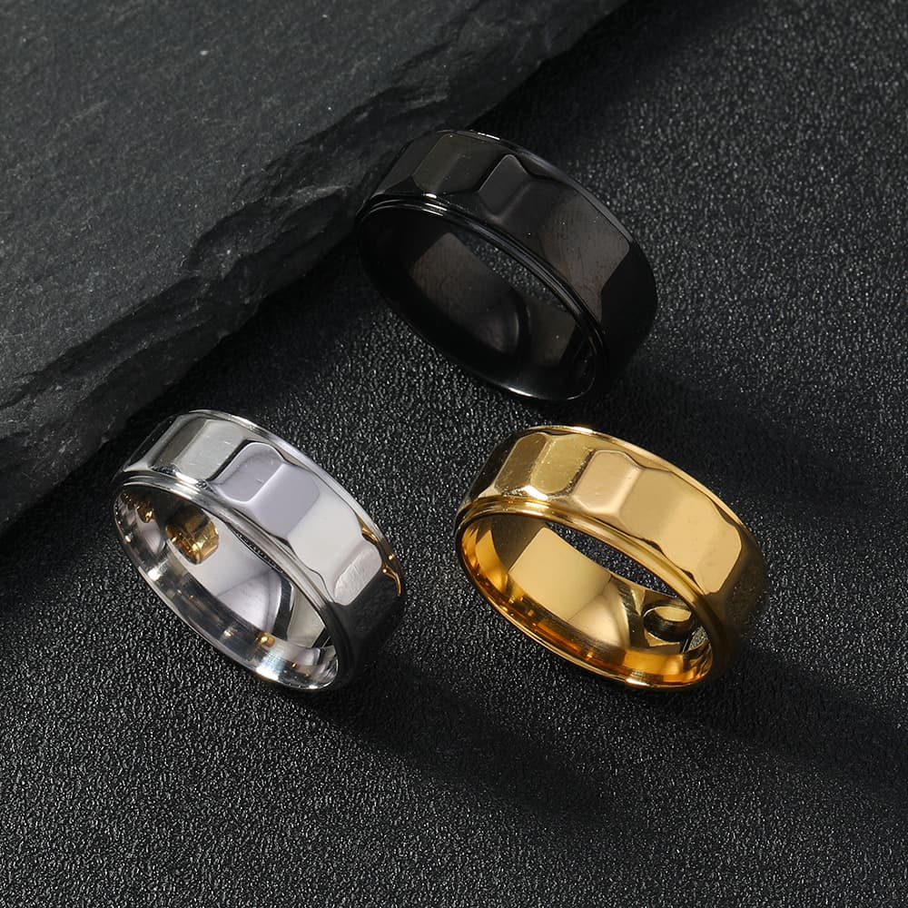Anillo de acero inoxidable hexagonal pulido 8mm
