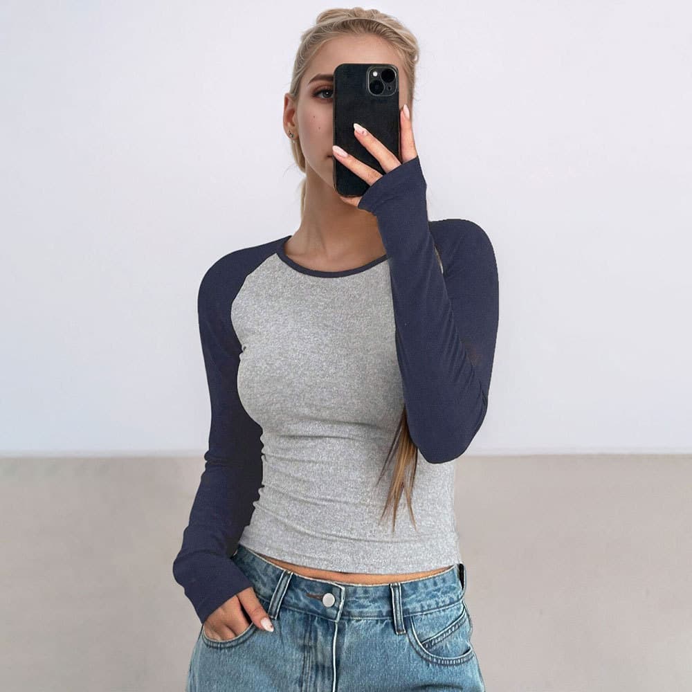 Camiseta casual de manga larga ajuste ceñido