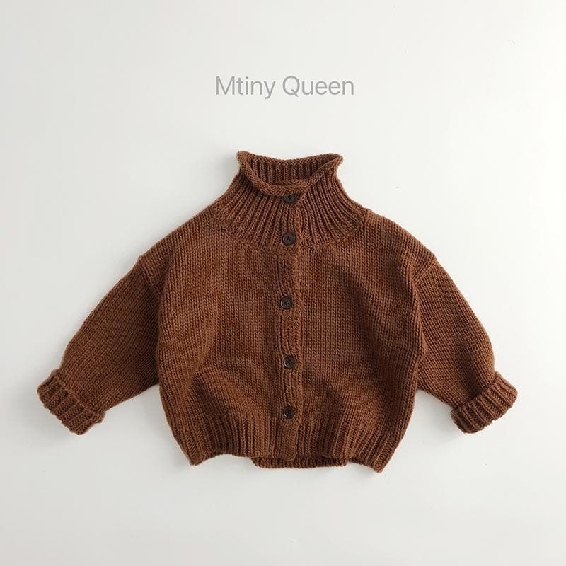 Cardigan infantil cuello alto tejido fino estilo coreano