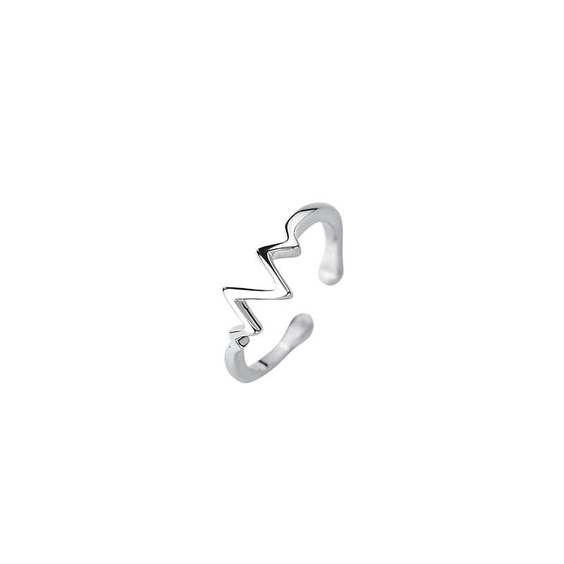 Anillo ajustable con diseño ECG de latido en cobre