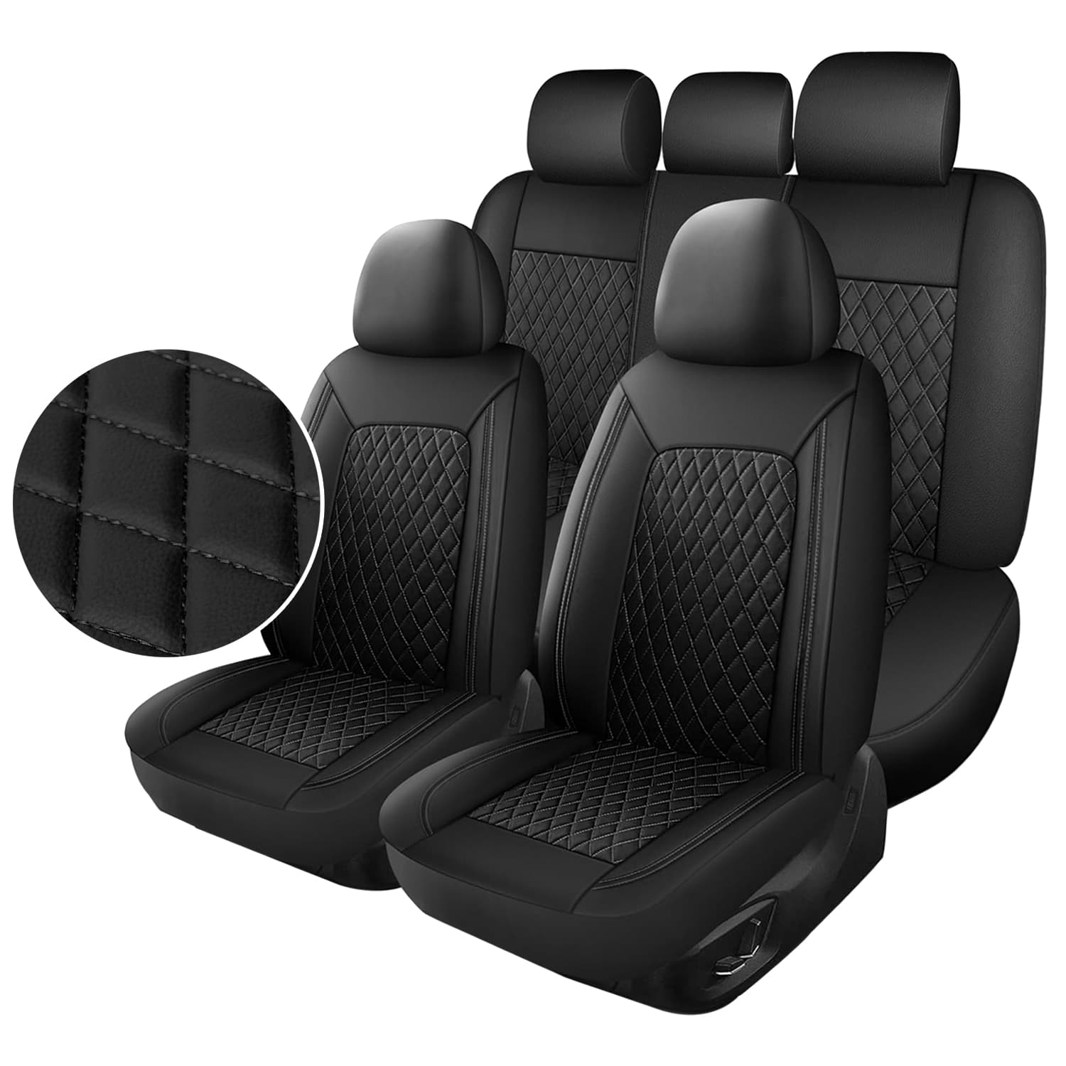 Funda para asientos de auto 5 piezas, patrón diamante, diseño acolchado