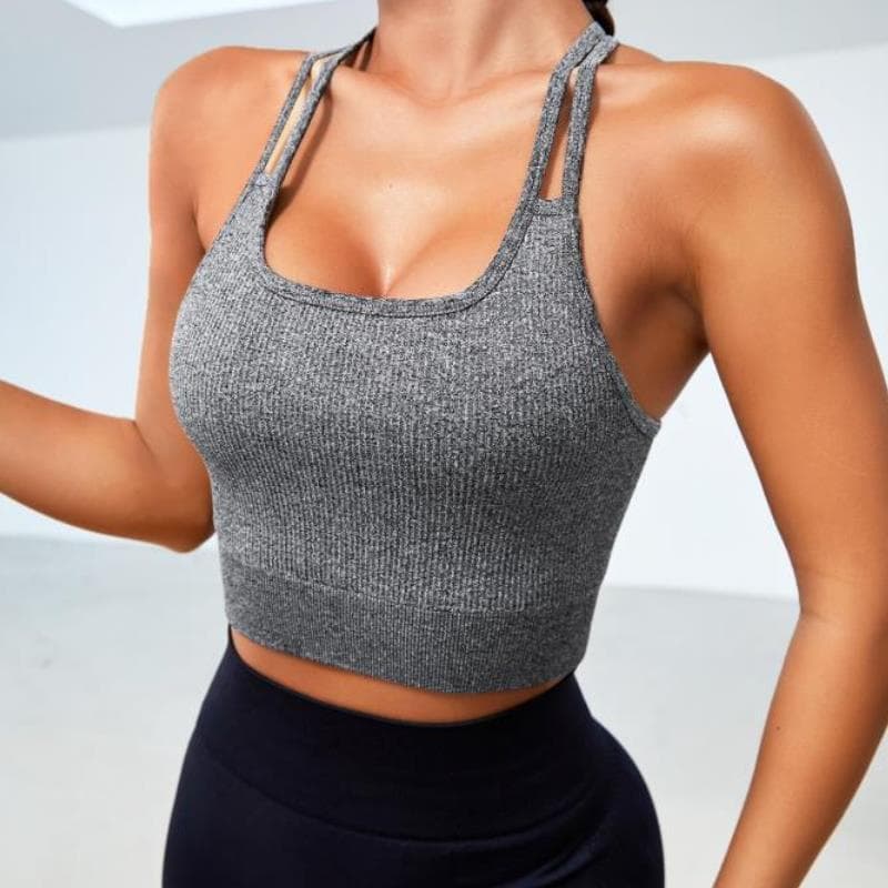 Brasier deportivo sin mangas de alta elasticidad para yoga
