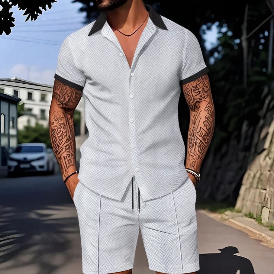 Conjunto casual hombre manga corta con impresión digital
