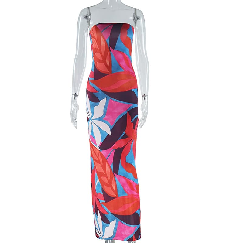 Vestido estampado con escote drapeado para mujer
