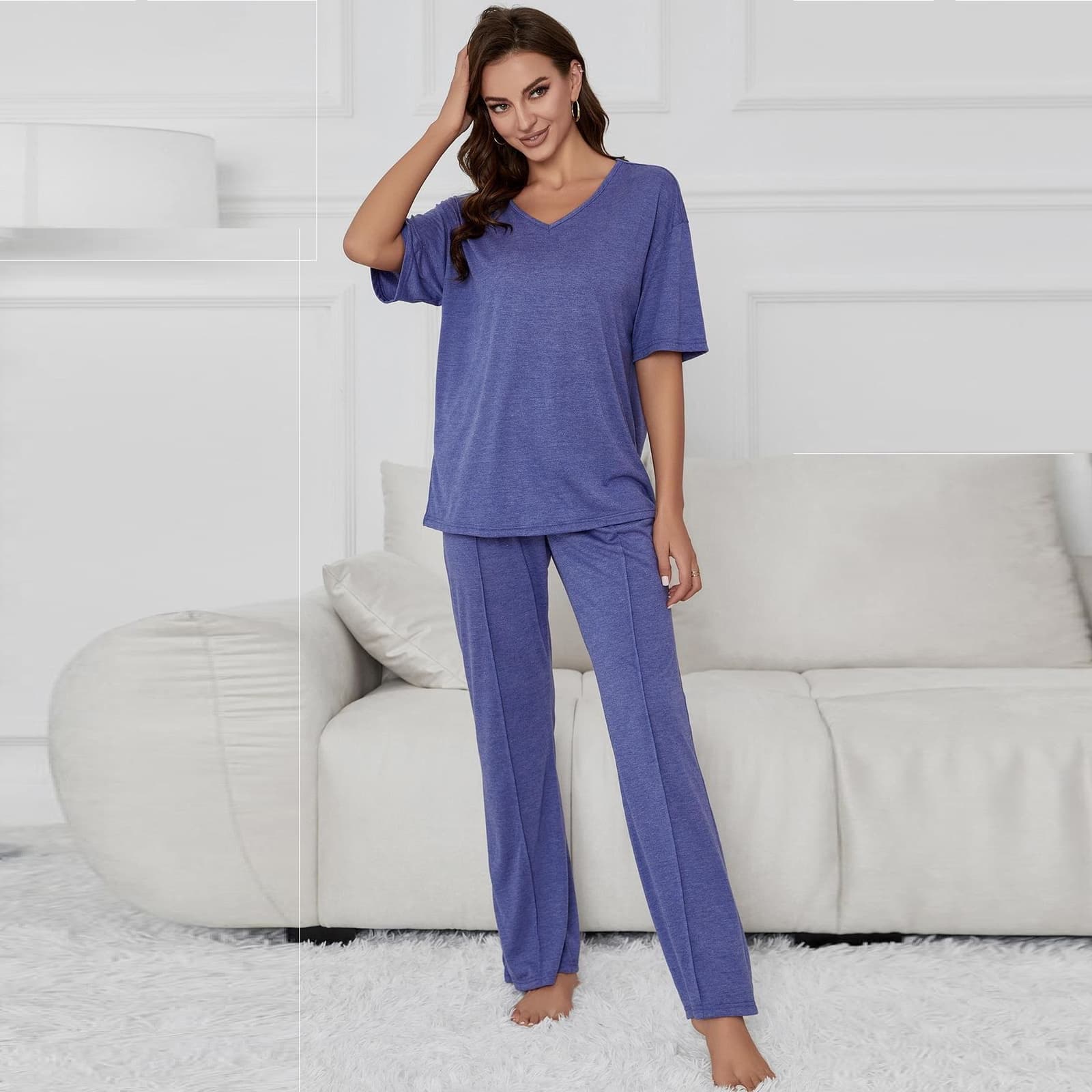 Pijama de dos piezas para mujer, estilo clásico europeo