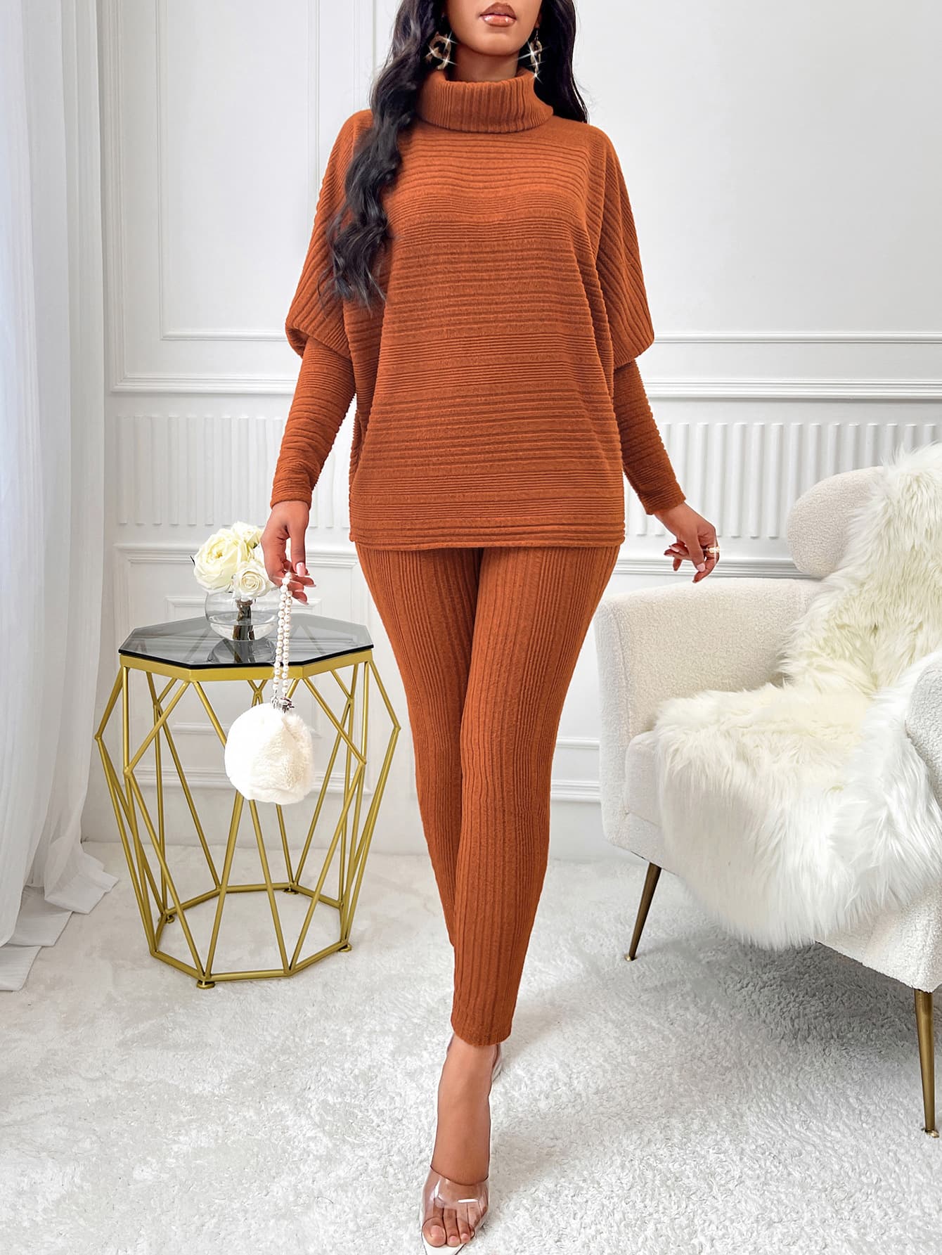 Traje casual suelto de manga larga para mujer