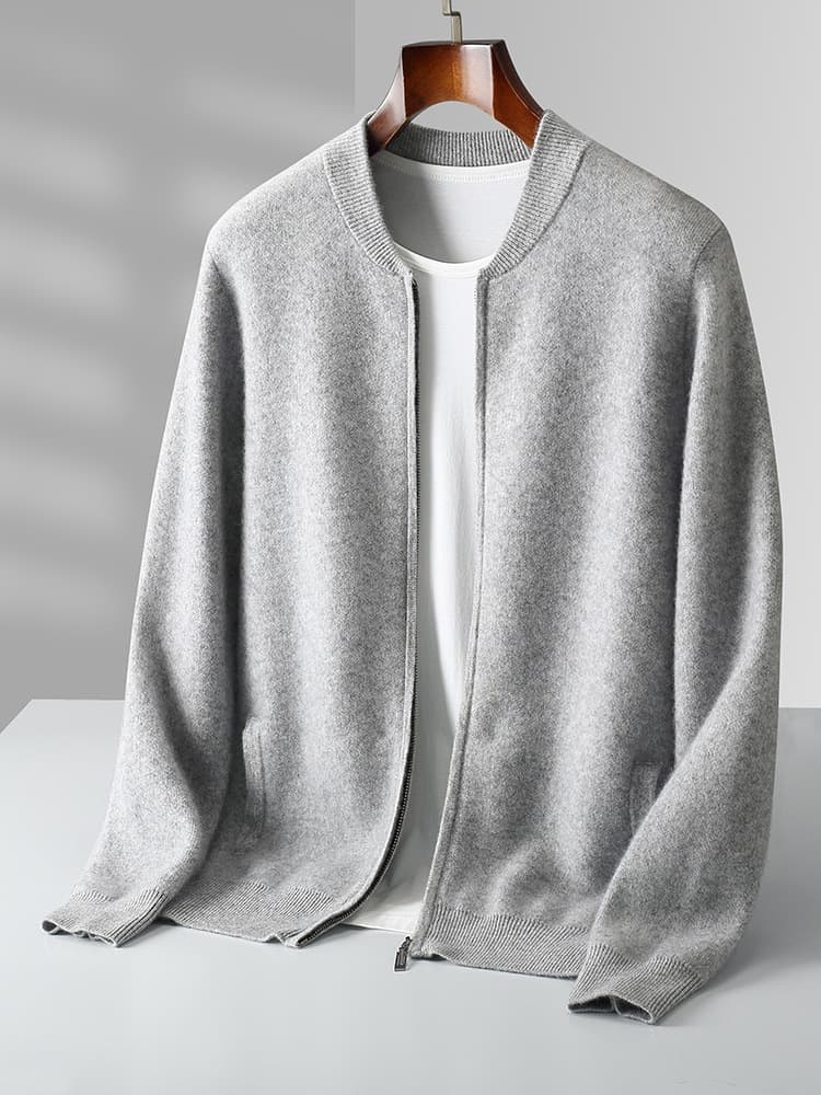 Cardigan de lana cuello redondo para hombre
