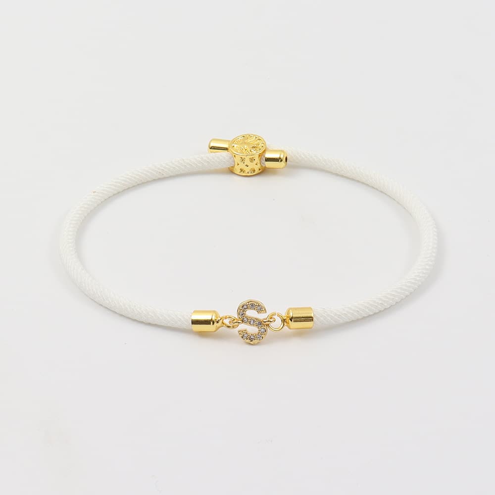 Pulsera ajustable de 26 letras con zircón microincrustado