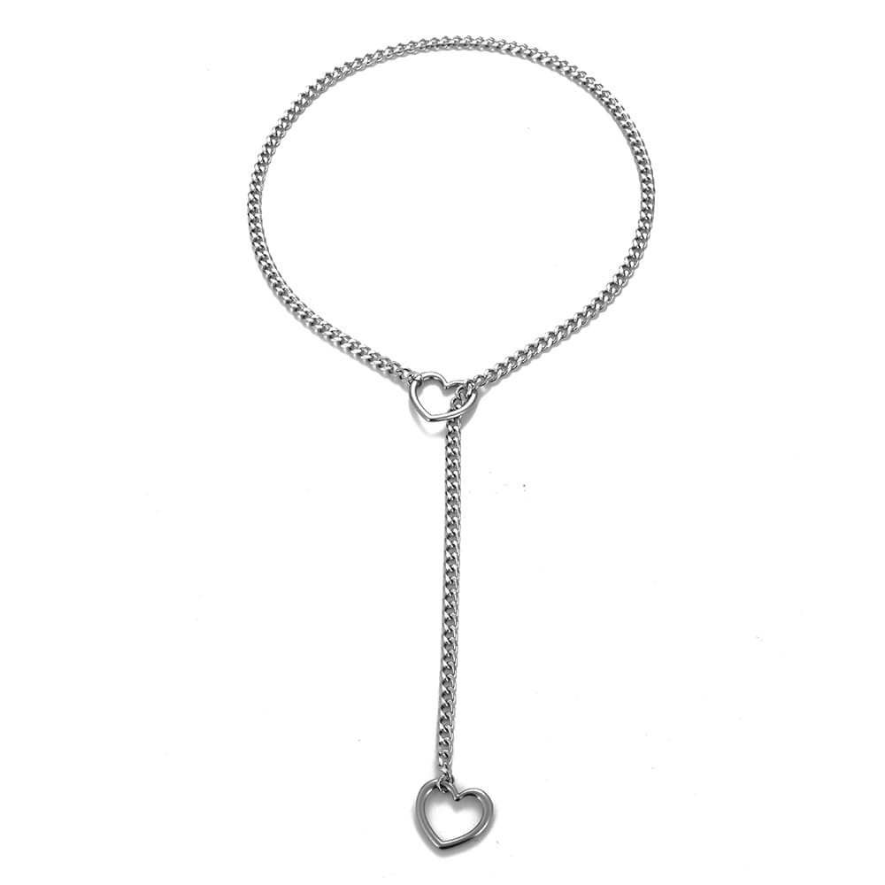 Collar corazón ajustable cadena cubana acero inoxidable