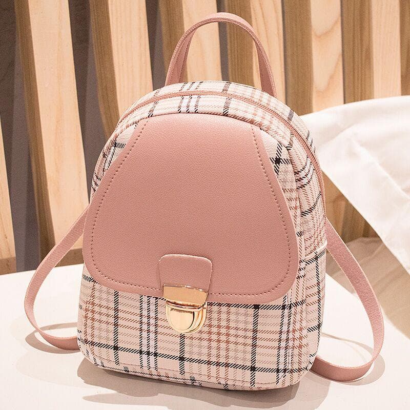 Pequeño bolso de cuadros con cremallera y asa de hombro