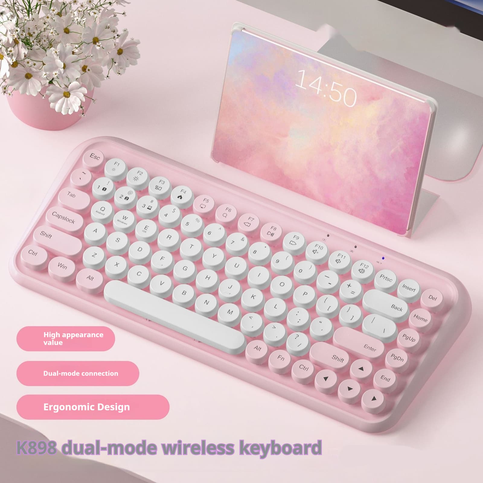 Teclado inalámbrico Bluetooth portátil con modo silencioso