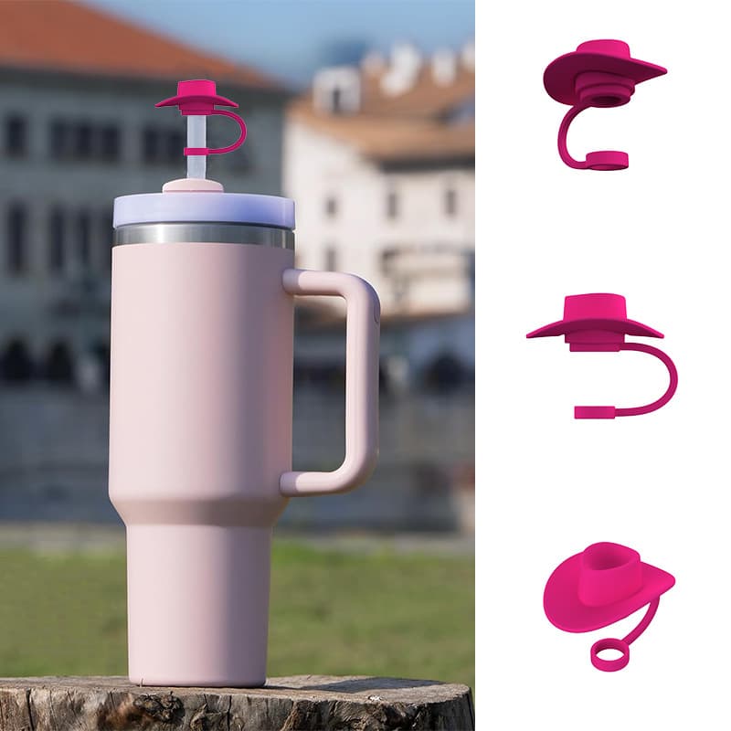 Tapas silicona forma sombrero para pajitas reutilizables