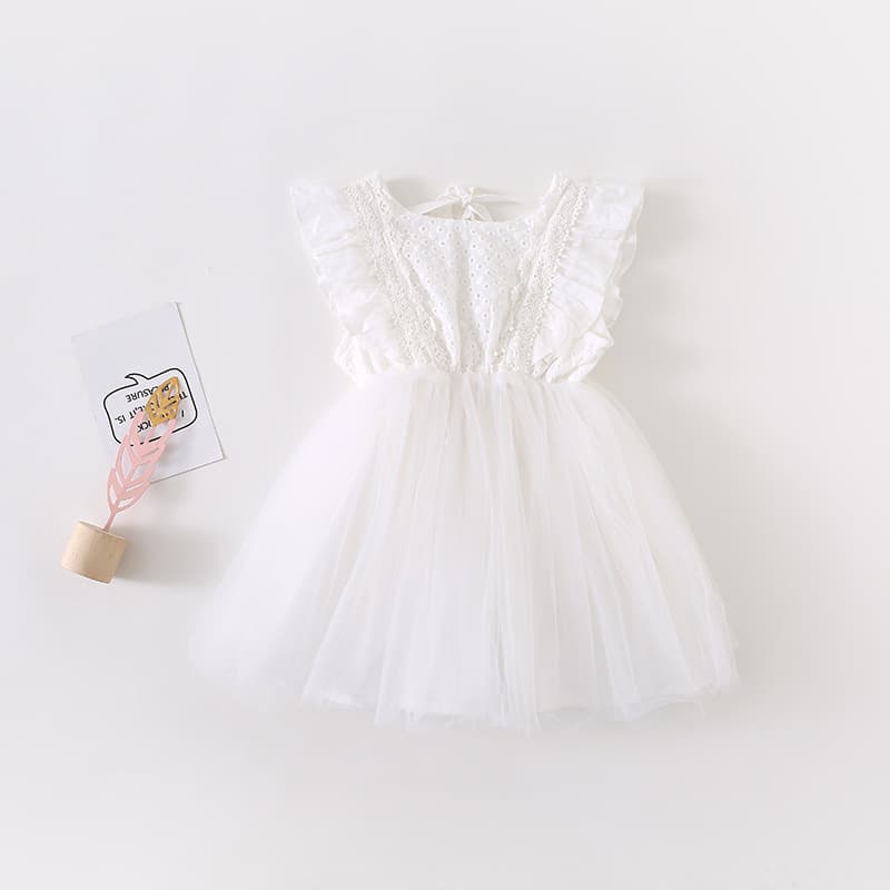 Vestido de niña con chaleco de encaje acolchado