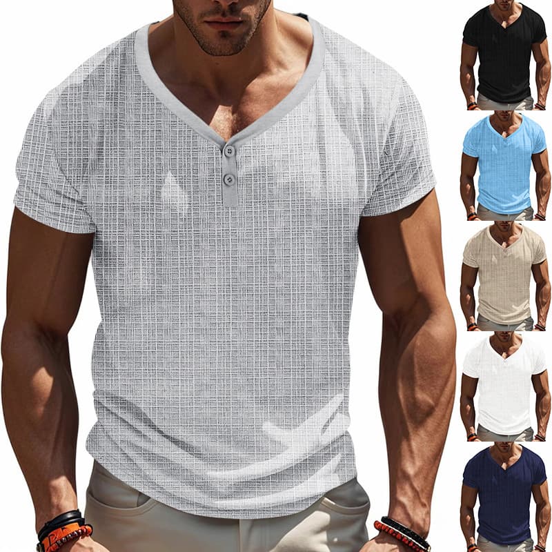 Playera cuello V hombre poliéster transpirable
