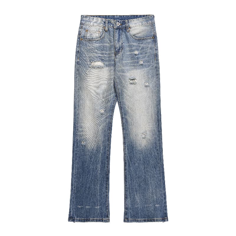 Jeans para hombre con efecto ombré y rasgaduras lavado
