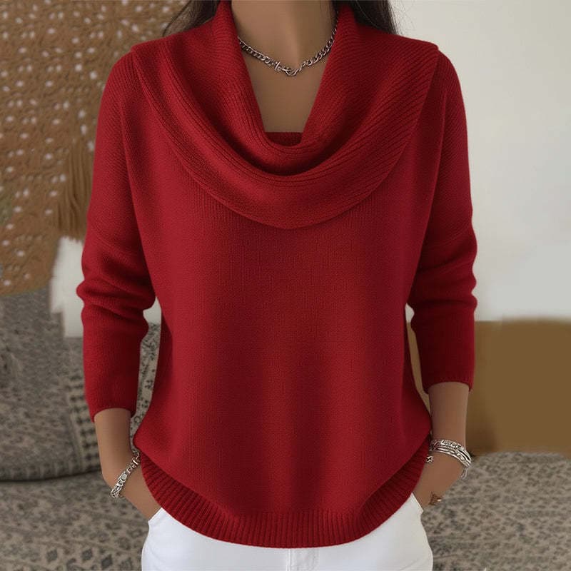 Suéter de punto manga larga color sólido casual para otoño invierno