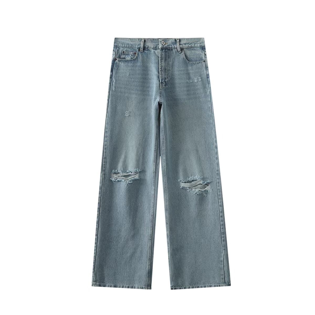 Jeans vintage de talle alto con rasgaduras para mujer