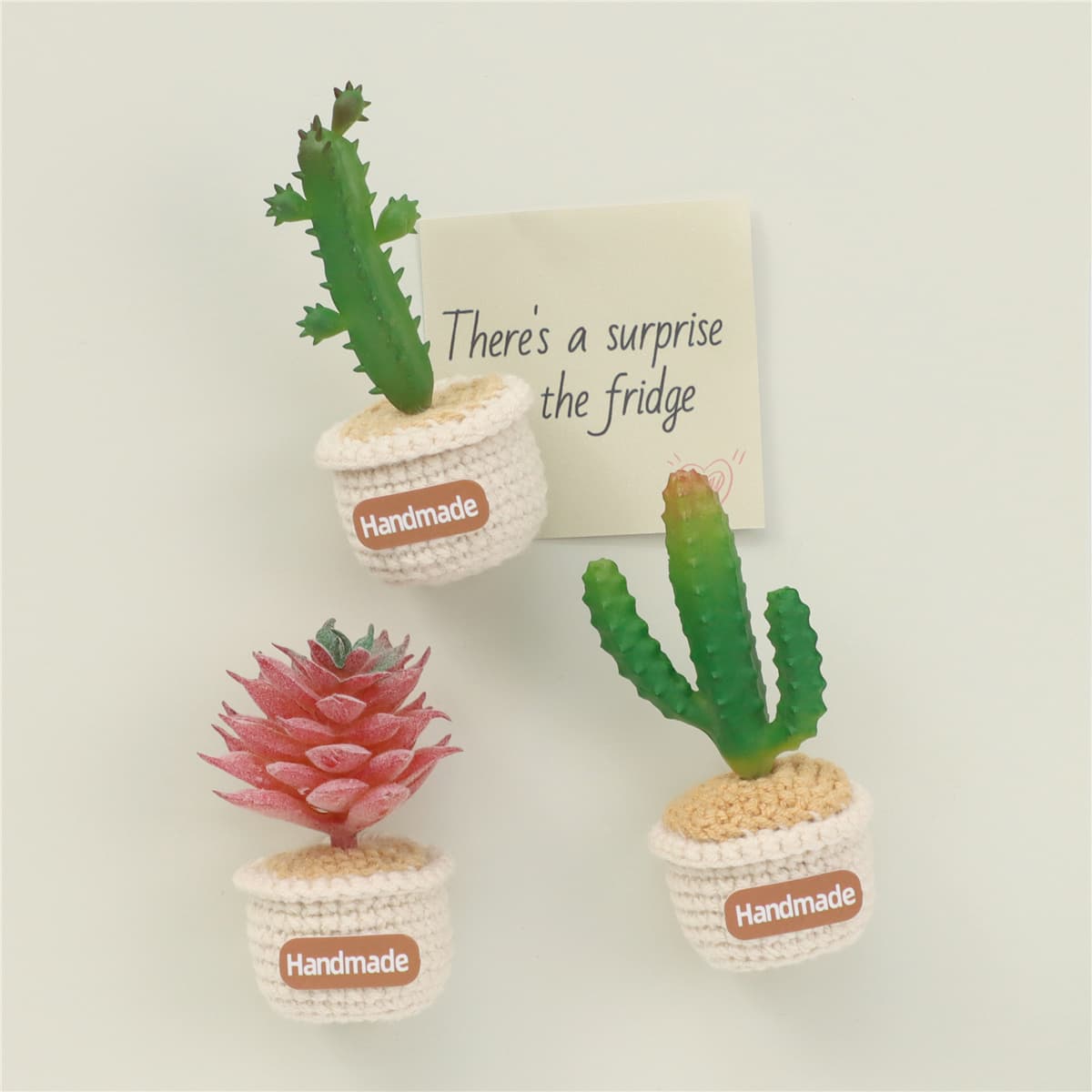 Imán maceta crochet suculenta cactus hecho a mano decoración
