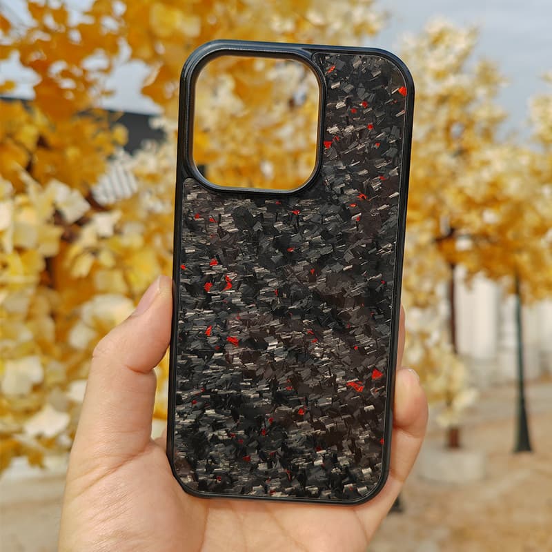 Funda carbono fibra grano forjado magnética teléfono