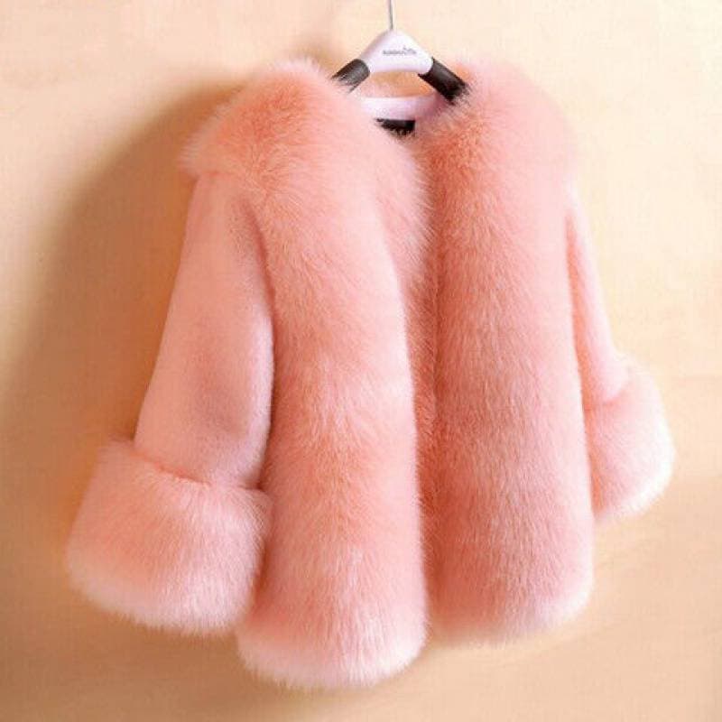 Abrigo piel zorro falso niña acolchado coreano