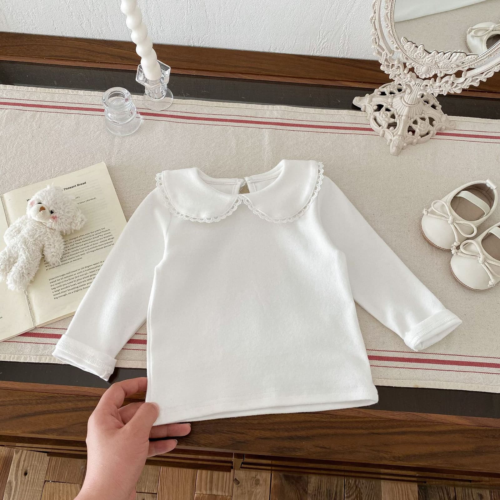 Camiseta de algodón color sólido para niña