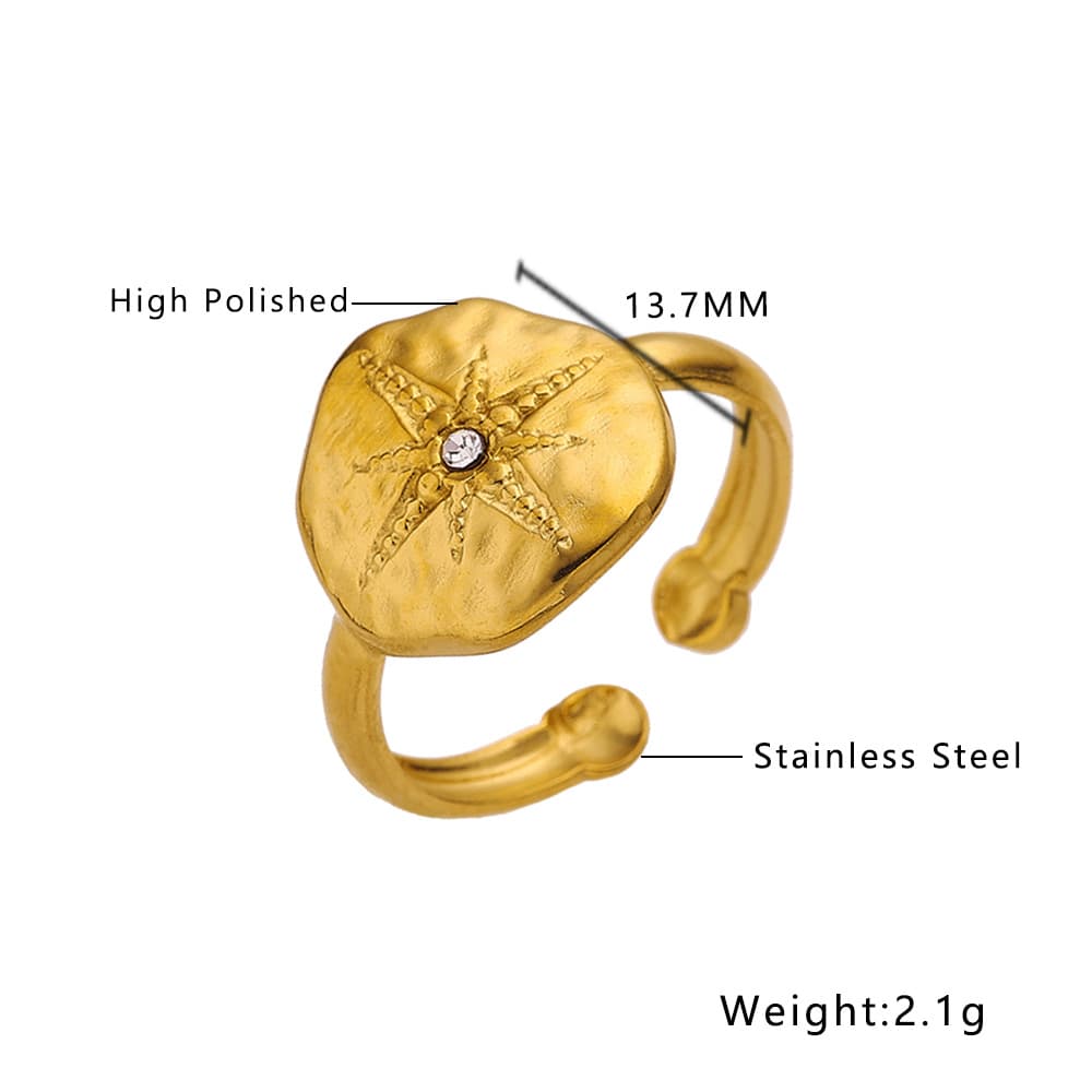 Anillo de acero con baño de oro 18K ajustable