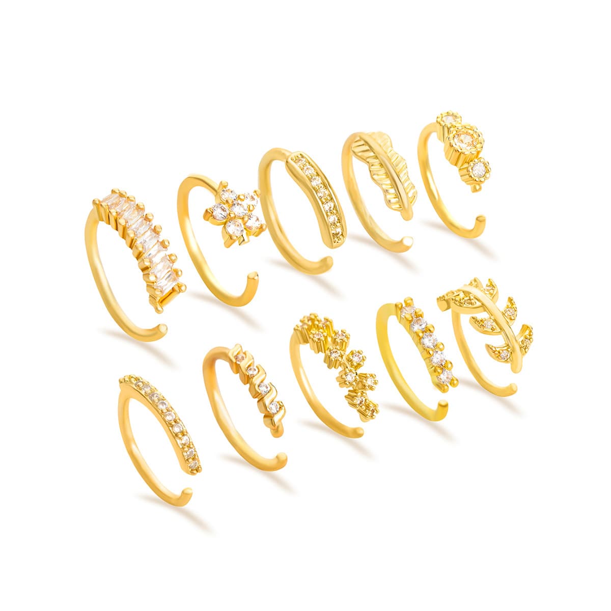 Piercing nasal con flores y cristales