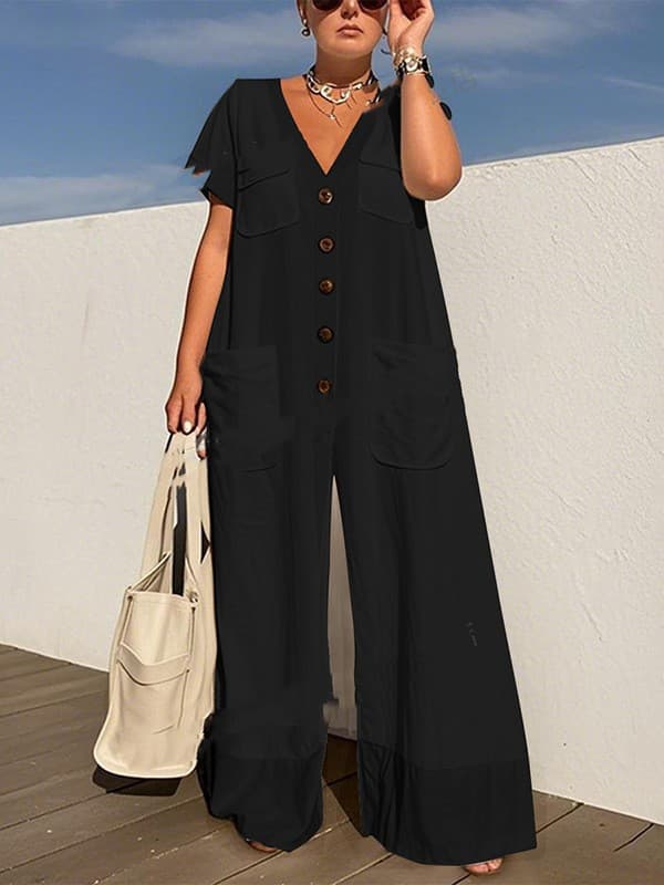 Mono elegante de color liso con bolsillos