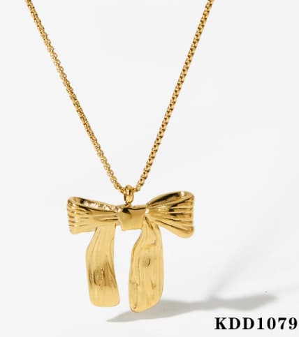 Collar de acero inoxidable con moño y circón