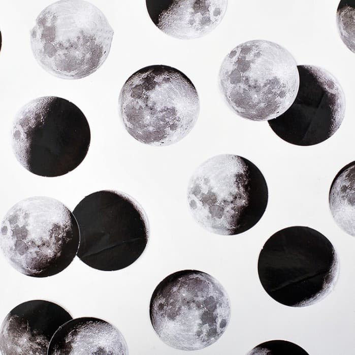 Set de 45 pegatinas decorativas con fases lunares y calendario