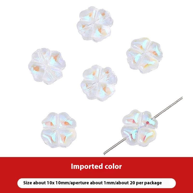 Cuentas de vidrio coloridas en forma de flor de cuatro pétalos