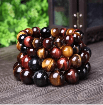 Pulsera de ojo de tigre con cuentas de Buda