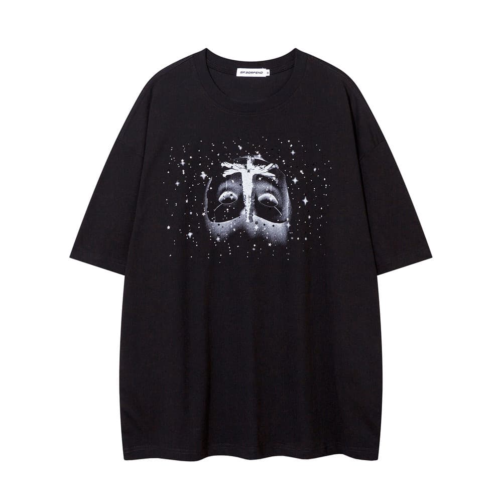 Camiseta de hombre con estampado de máscara y manga corta