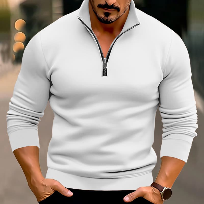 Camiseta de hombre de manga larga con media cremallera