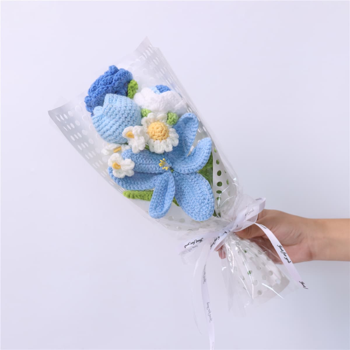 Ramo de flores tejidas a mano para regalos de bodas y cumpleaños